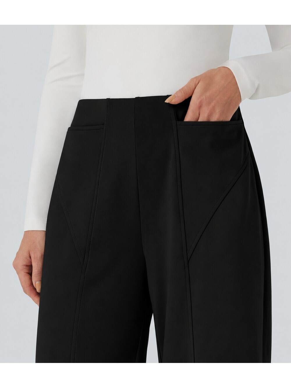 Halara Flex DayStretch Mid Rise Wide Leg Work Pants Black Size Large - Picture 8 of 9